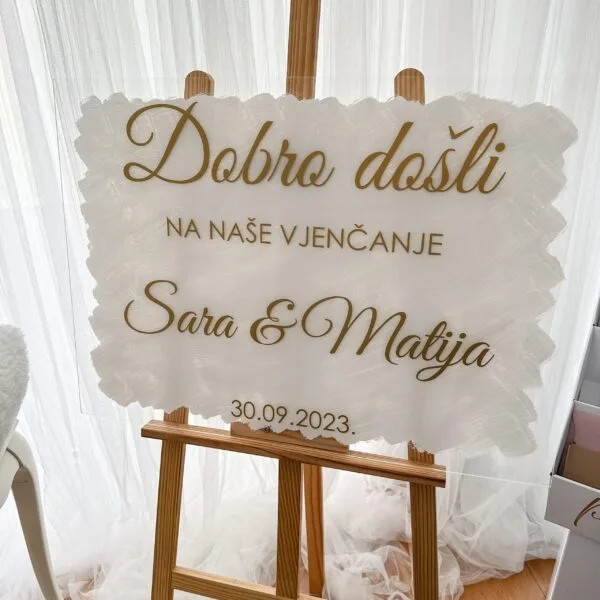 Prozirna pleksiglas ploča dobrodošlice P6
